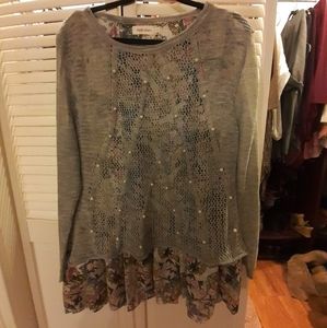 Layered look sweater